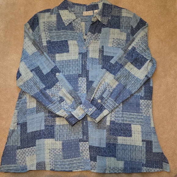 Joan Rivers Blue Patterned Shirt - Picture 1 of 4